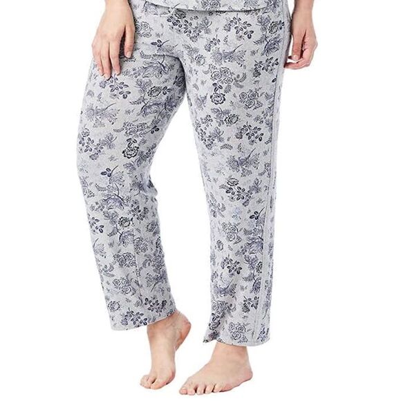 Lucky Brand L Gray Blue Floral Comfortable Tee Tank Short & Pant 4 pc PJ Set - Picture 4 of 17